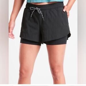 Athleta Trekkie Crest 2 in 1 Shortie Hiking Shorts Black 2